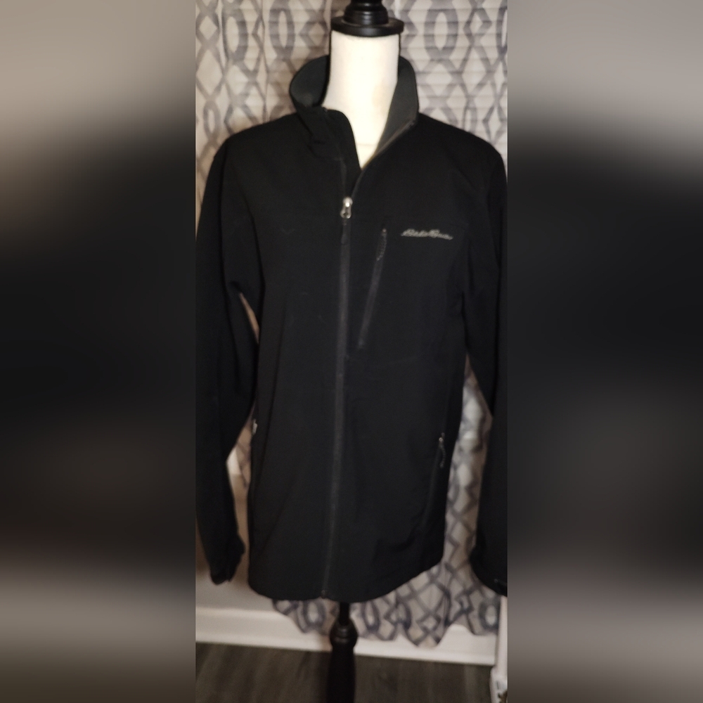 Eddie Bauer Black Softshell With Embroidered Logo - image 1